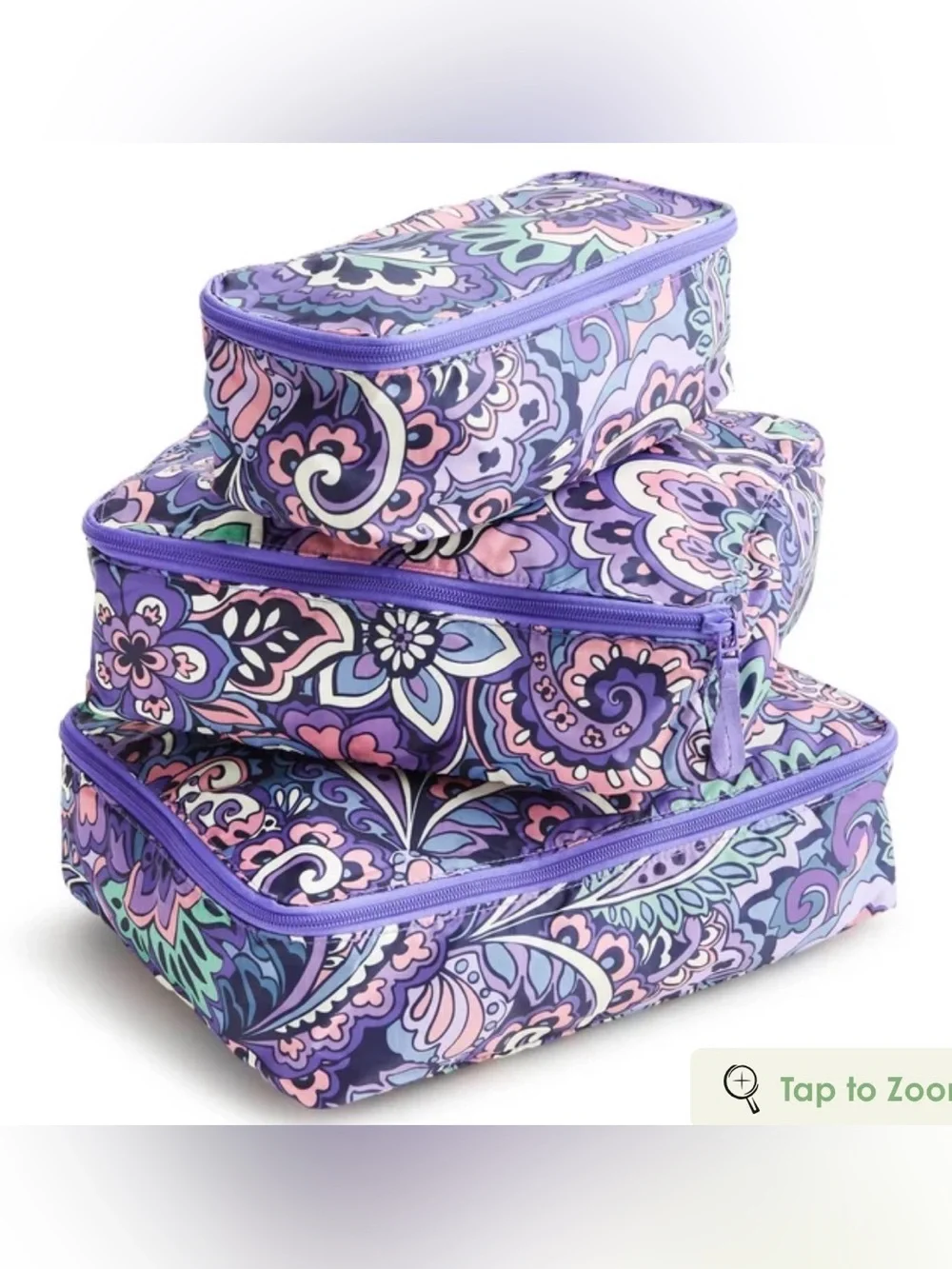Vera Bradley Purple Paisley Cosmetic Case with Pink & Blue Accents